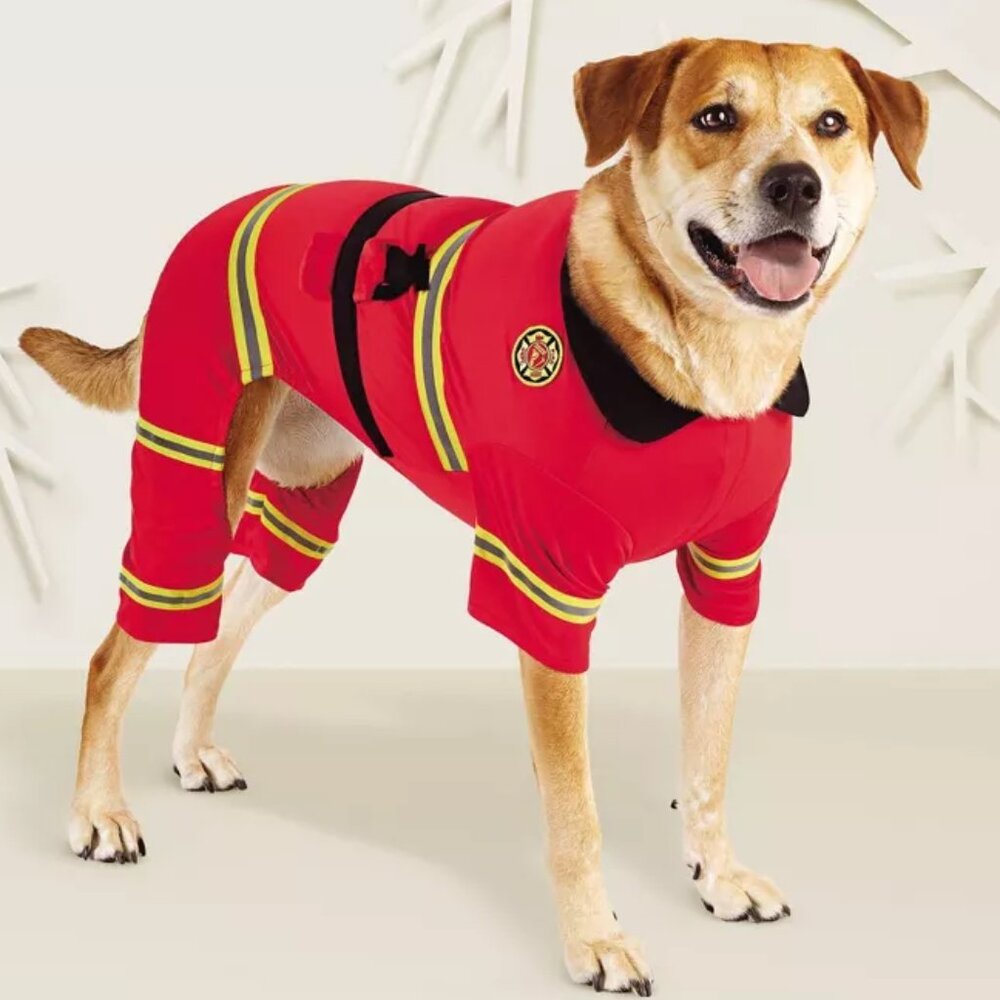 Adorable Firefighter Fireman Puppy Dog Full Body Cosplay Dress Up Costume size M